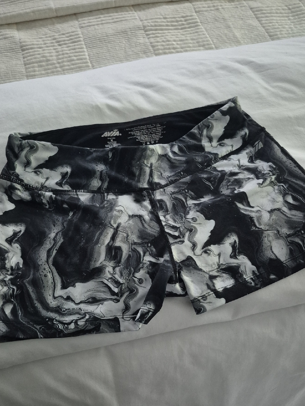 Avia Women's Black and White Marble Bike Shorts